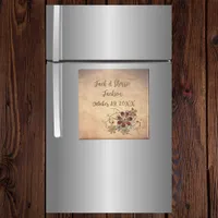 Favor Magnet Wedding With Name & Date Floral 