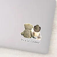 It's a Lil Cowboy Teddy bear Baby Shower Sticker