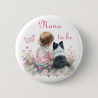 Nana to be | Pink Baby and Puppy Baby Shower Button