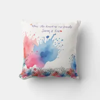 Watercolor Floral Modern Gift for Mom with Quote Throw Pillow