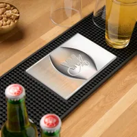 Shining brushed steel monogram  bar mat 