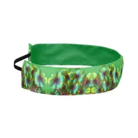 Shamrocks with gold accents, green and gold  athletic headband