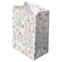 Pale Watercolor Style Flowers Pink Purple Yellow Medium Gift Bag