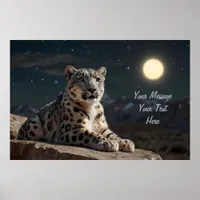 Majestic Snow Leopard – Customizable Text Poster