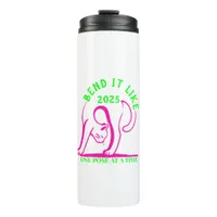 Customizable "Bend It Like 2025" Yoga Cat Thermal Tumbler