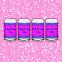 Blue Glitter & Text on Pink- Coolest Vibes Only | Can Glass