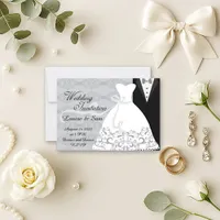 Classic Black White Elegant Bride Groom RSVP Card