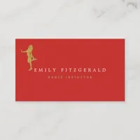 Dancer/Studio/Minimalist Red/Gold silhouette Business Card