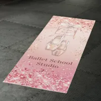 Rose gold pink glitter ballet dance school logo yoga mat