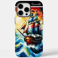 Pirate Ship In Stormy Seas iPhone 16 Pro Max Case