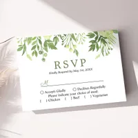 Watercolor Greenery Floral Garden Wedding RSVP