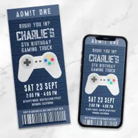 Gaming Truck Ticket Birthday Party Invitation