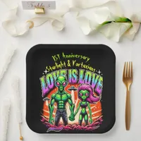 Alien Couple in Cosmic Love Paper Plates