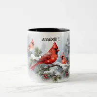 Christmas Cardinals in the Snow 1 Mug