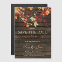 Barn Wood Rustic Fall Leaves Wedding save the date Magnetic Invitation