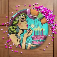 Retro Pop Art Pinup Woman Personalized Birthday   Paper Bowls