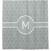 Grey Hexagons with Central Monogram Geometric Shower Curtain