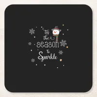 Christmas Tis The Season To Sparkle  Square Paper Coaster
