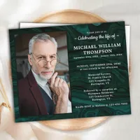Budget Green Marble Celebration Of Life Invitation