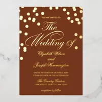 Elegant Terracotta Gold Confetti Wedding  Foil Invitation