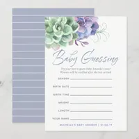 Watercolor Succulents Baby Predictions Game Invitation