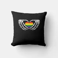 Lgbt Pride Skeleton Halloween Goth Heart Classic Throw Pillow