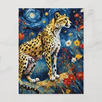 Cheetah with Flowers Postcard