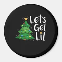 Let's Get Lit Christmas Tree Lights Funny Classic Magnet