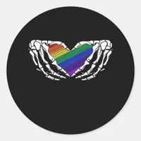 Pride - Skeleton Hands Holding Heart Classic Classic Round Sticker