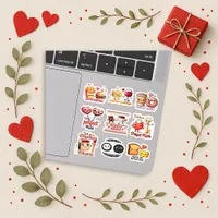Playful Colorful Kawaii Food Couple Design Sticker