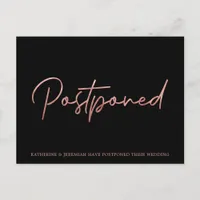 Minimalist Rose Gold Foil Wedding Postponement Postcard