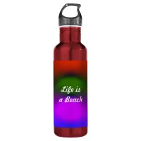 Life is a Beach Neon Blue, Purple, Green & Orange Stainless Steel Water Bottle