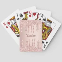 Rose gold drips name script poker cards