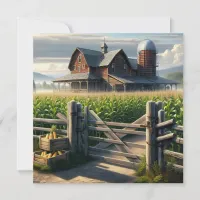 Rustic Farm House with a Cornfield Ai Art Invitation