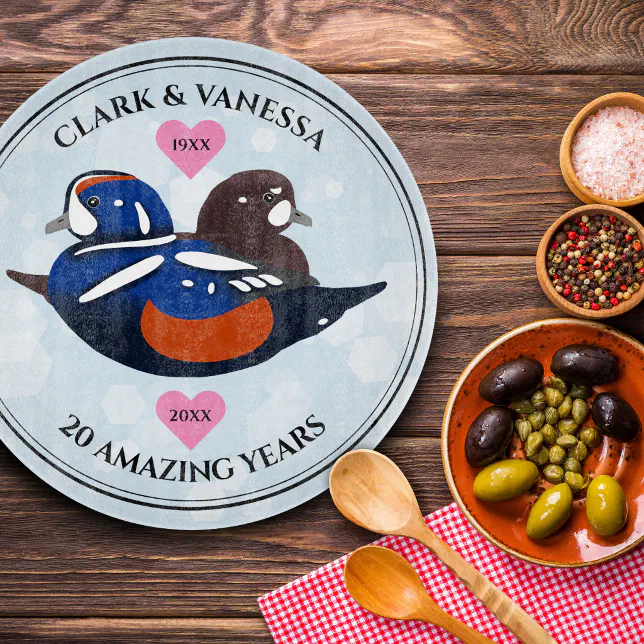 Beautiful Harlequin Ducks Lovebirds Cutting Board