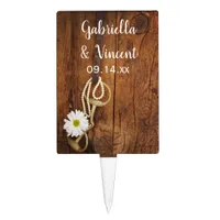 White Daisy and Horse Bit Country Western Wedding Cake Topper