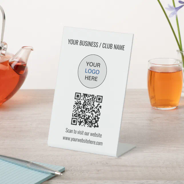 Simple QR Code Logo Website Pedestal Sign