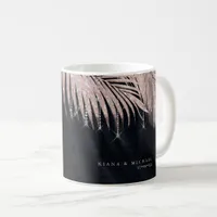 Jewel Palm Leaf Wedding Rose Gold/Navy ID830 Coffee Mug