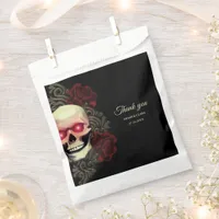 Red Scary floral dark moody gothic skull Hallowedd Favor Bag