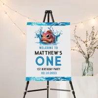 Cute Water Blue Fish 1st Birthday Party Foam Board