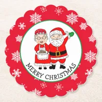 Mr and Mrs Claus, Personalized Christmas  Paper Coaster