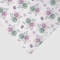 Abstract Floral Watercolor Teal Mauve Beige Tissue Paper