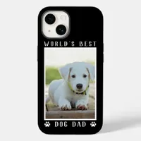 World's Best Dog Dad Paw Prints Pet Photo on Black Case-Mate iPhone 14 Case