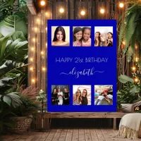 Birthday photo collage royal blue BFF Poster