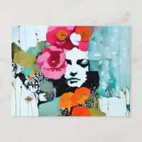 Woman and Flowers Painting Postcard
