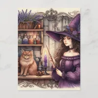 A Witch and Her Cat Postcard