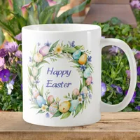 Pretty Floral Wreath Easter Eggs Personalized Coffee Mug