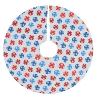 Christmas blue and red ornaments with snowflakes brushed polyester tree skirt