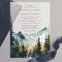 Watercolor Mountains And Pines Rustic Wedding Vellum Invitations