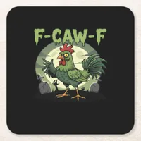 F Caw F Funny Chicken Halloween Vintage Classic Square Paper Coaster
